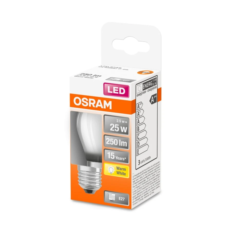 Osram E27 250lm 2700K Filamentti Led-pienkupulamppu, Matta 4 Osram E27 250lm 2700K Filamentti Led-pienkupulamppu, Matta - Image 2