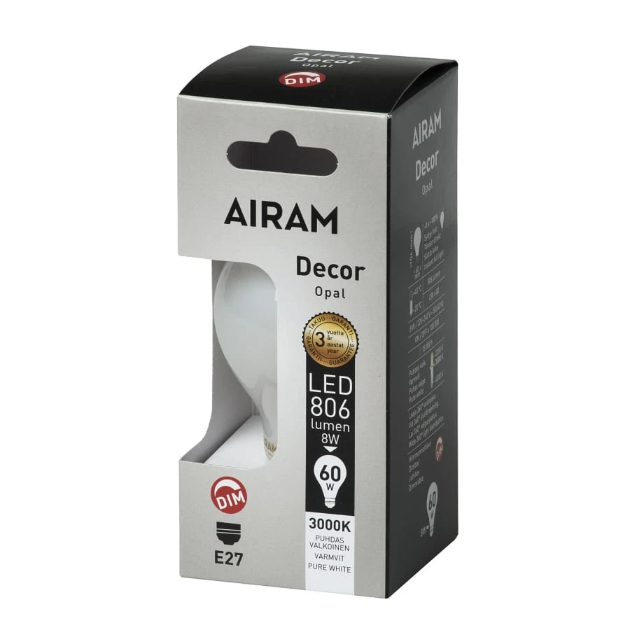 Airam Decor E27 806 Lm Himmennettävä Opaali Led Vakiolamppu 4 Airam Decor E27 806 Lm Himmennettävä Opaali Led Vakiolamppu - Image 2