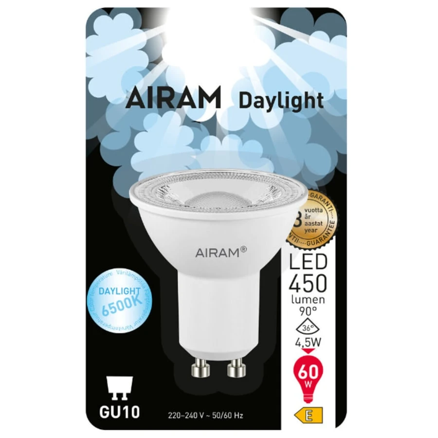 Airam GU10 485 Lm Led Päivänvalolamppu 4 Airam GU10 485 Lm Led Päivänvalolamppu - Image 2