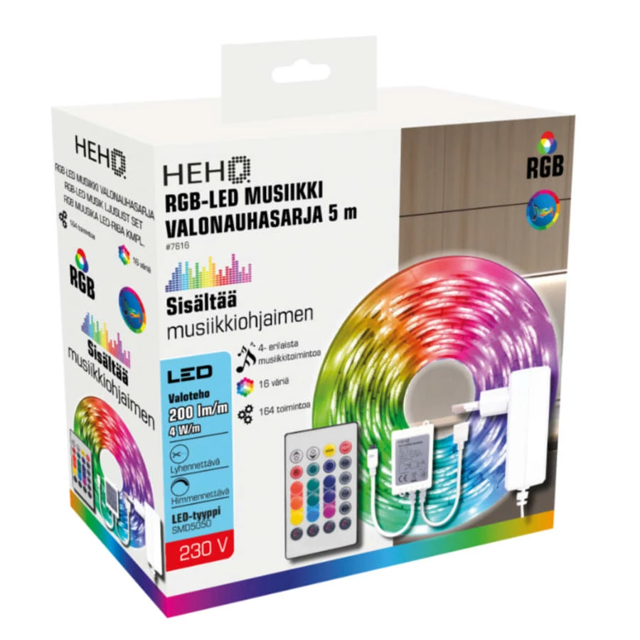 HEHQ 5m 22W RGB Music Led Nauha Kaukosäätimellä 3 HEHQ 5m 22W RGB Music Led Nauha Kaukosäätimellä