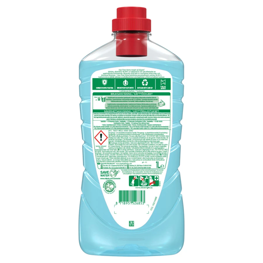 Ajax® Ajax Pure Home Elderflower 1 L Yleispuhdistusaine 4 Ajax® Ajax Pure Home Elderflower 1 L Yleispuhdistusaine - Image 2